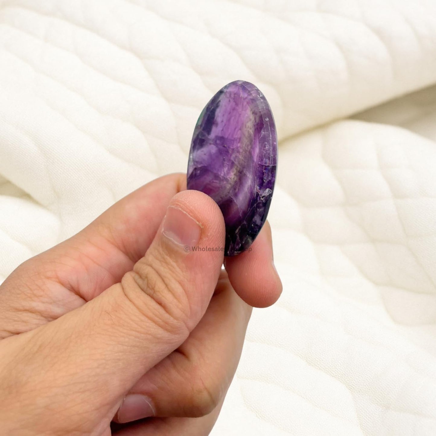 GEMSCITE Fluorite Thumb Worry Stones Metaphysical Gemstone Crystal Healing Reiki Men Women Gift FENG Shui Positive Energy Love Wellness Palm Stones Wicca Powerful