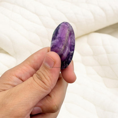 GEMSCITE Fluorite Thumb Worry Stones Metaphysical Gemstone Crystal Healing Reiki Men Women Gift FENG Shui Positive Energy Love Wellness Palm Stones Wicca Powerful