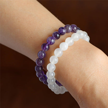Risyfjew 3 PCS Healing Crystal Bracelets for Women 8mm Natural Stone Beaded Stretch Chakra Bracelets Amethyst Jewelry Gifts