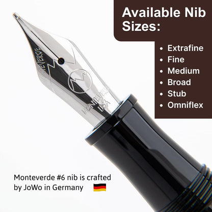 Monteverde USA Aldo Domani Fountain Pen Brown – Medium Nib – Free Ink Bottle, Converter & 2 Cartridges – Gift Box Included