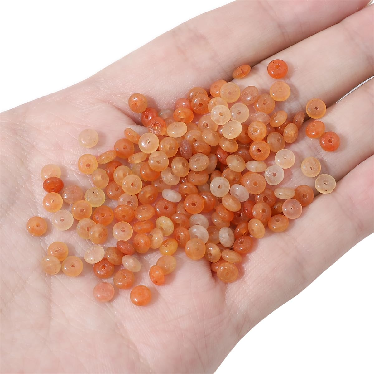 BEADIA Natural Red Aventurine Disk Stone Beads 4x2mm 160pcs Rondelle Loose Semi Gemstone Beads for Jewelry Making Design
