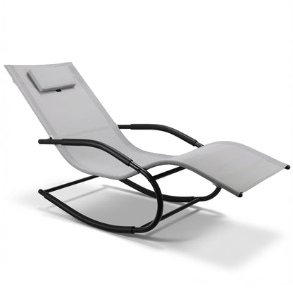 Anmiro Zero Gravity Rocking Chair Lightweight Lounge Chair Recliner with Detachable Pillow for Patio, Lawn, Pool, Outdoor Home Furniture, Grey