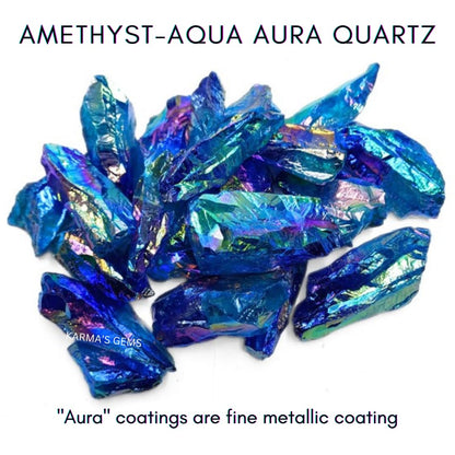 Crystals, Rocks, Jade, Crystals and Healing Stones, Witchcraft Supplies, Healing Crystals, Stones, Healing Stones, Rock Collection, Agate, Raw Stones (Amethyst-Aqua Aura Quartz, 2 Pcs)