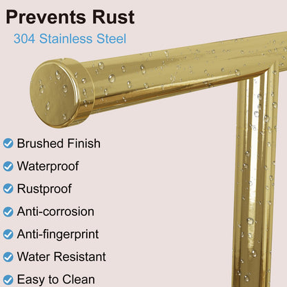Blemoacha Hand Towel Holder, T-Shape Hand Towel Stand with Heavy Marble Base, Stainless Steel Towel Bar Rack for Bathroom Vanity, Kitchen Countertop, Gold