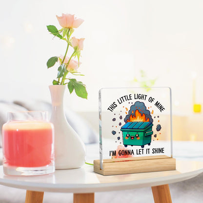 Dumpster Fire Desk Decor, Dumpster Fire Desk Accessories, Funny Office Decor, Coworker Gifts, Inspirational Gifts for Women Men Boss Friend, Acrylic Plaque for Home Office Tabletop Shelf