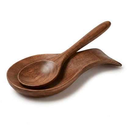 TooWoom Wood Spoon Rest for Stove Top, Bamboo Spoon Holder for Kitchen Countertop Wood Spatula Rest, Counter Spoon Holder for Countertop, Tong, Modern and Rustic for Farmhouse as a Dining Table Decor