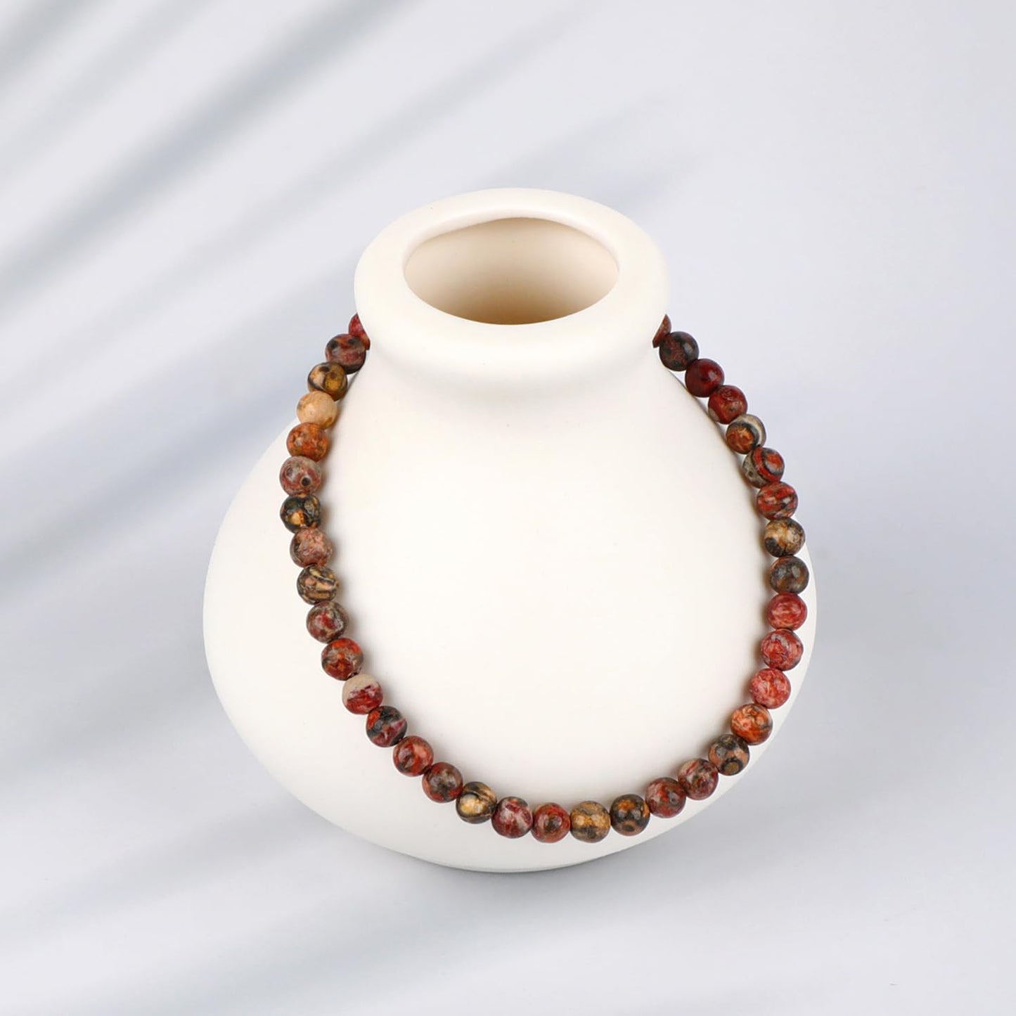 LPBeads Handmade Natural Gemstone Stretch Elastic 4mm Leopard Jasper Bracelet Healing Crystal Round Stone Beads Jewelry Gifts for Women Men