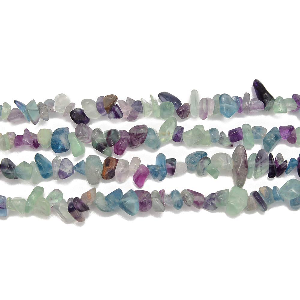 PLTbeads 5-8mm Natral Healing Gemstone Waist Bracelets Necklace Kit Irregular Stone DIY Crafts Design Jewelry Making 1 Strand per Bag Approxi 34 inch (Mutilcolor Fluorite Chips)