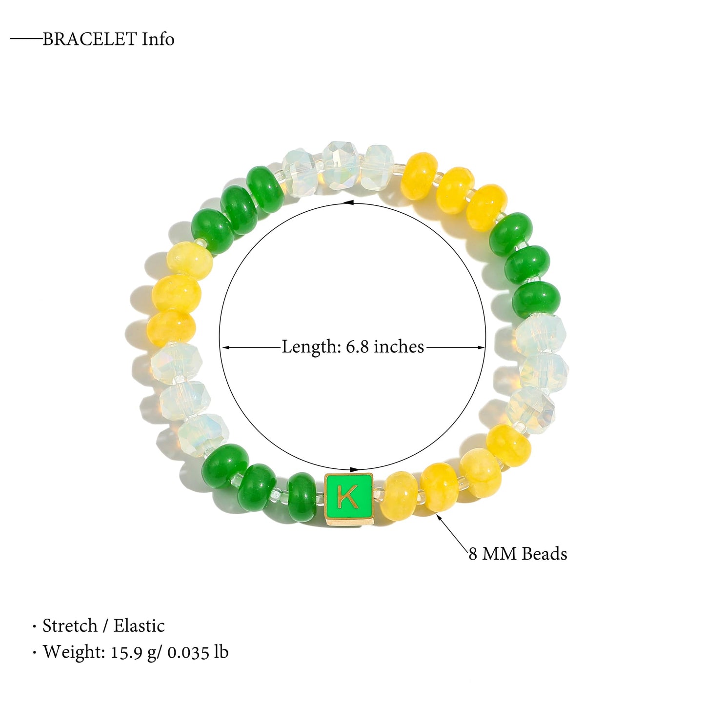 SLYAIH Colorful Beaded Initial Bracelets for Women Boho Crystal Beaded Elastic Stretch Bracelet A-Z Letter Bracelet Handmade Jewelry Gifts for Women