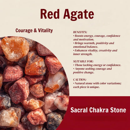 Loveliome Natural Red Agate Oval Polished Worry Stones, Healing Crystal Indoor Fountain Stones Massage Energy Anxiety Relief Items