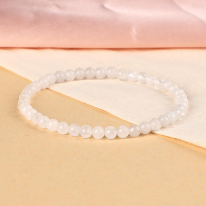 LPBeads Handmade Natural Gemstone Stretch Elastic 4m White Jade Bracelet Healing Crystal Round Stone Beads Jewelry Gifts for Women Men