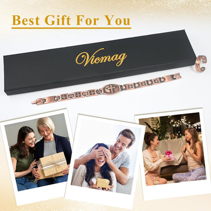 Vicmag Copper Magnetic Bracelet for Women 99.9% Solid Pure Copper Strong Magnets Jewelry Gift Adjustable Length