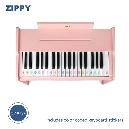 ZIPPY Kids Piano Keyboard, 37 Keys Digital Piano for Kids, Music Educational Instrument Toy, Wood Piano for 3+ Girls and Boys (Pink Basic)
