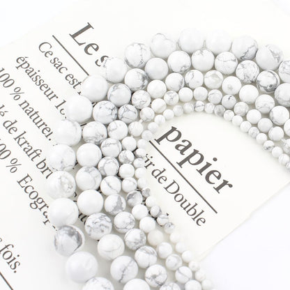 About 60pcs 6mm Natural Stone Beads White Howlite Beads Crystal Gemstone for Jewelry Making, DIY Bracelet Necklace