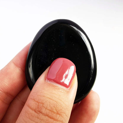 Bacatgem Natural Black Obsidian Water Drop Chakra Thumb Worry Stone,Stress Relax Healing Reiki Crystal Pocket Palm Stones