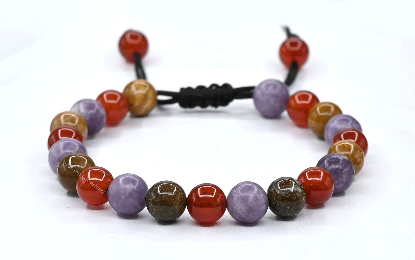 Amazing Gemstone Bracelet for Teens - Yellow Jasper Lepidolite Carnelian Bracelet Set for Men Women Healing Calming Anxiety Stress Relief Gifts Pulseras Para Hombres Mujer (Adjustable) (Teenagers)