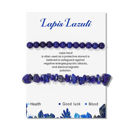 2Pcs Lapis Lazuli Bracelet for Women Crystal Bead Bracelet Gemstone Blue Beaded Bracelet Healing Crystal Bracelet Natural Stone Lapis Lazuli Jewelry for Women Men