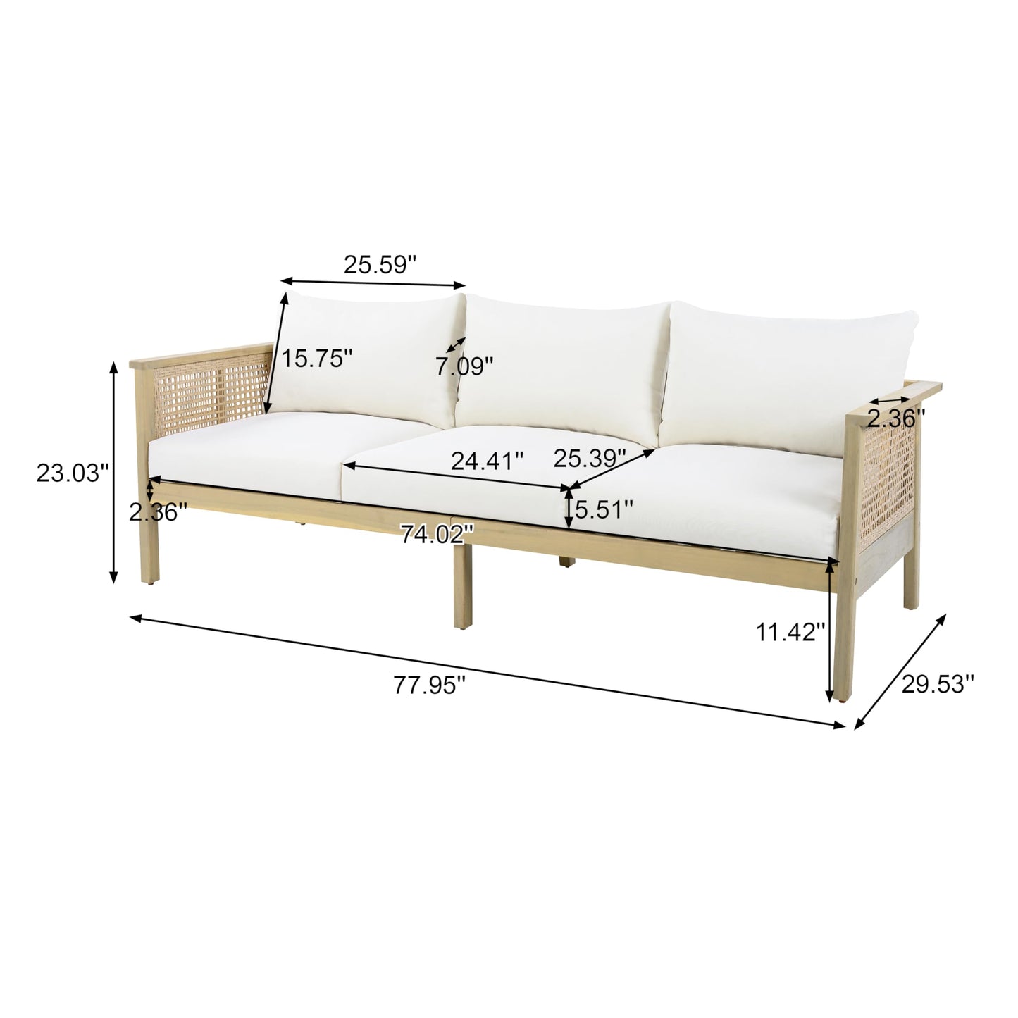 Christopher Knight Home Teras 8-Seater Patio Furniture Set with Removable Cushion, 5 Piece Outdoor Acacia Wood Conversation Set, Sold Wood Outdoor Sectional Sofa Set with Coffee Table,Light Teak+Cream