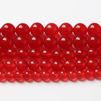 90pcs 4mm Natural Red Jade Chalcedony Beads Round Loose Gemstone Crystal Energy Healing Power Stone Beads for Jewelry Making DIY Bracelet (4mm, Red Jade)