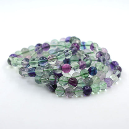 Justinstones Natural A Grade Clear Fluorite Gemstone 8mm Round Beads Stretch Bracelet 7 Inch Unisex