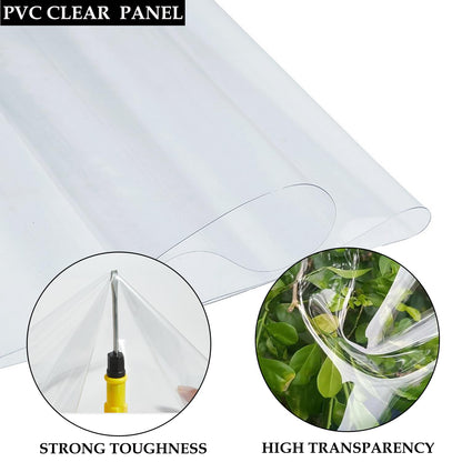 Softclub Outdoor Clear Panel Curtain，Heavy Duty Waterproof 18oz Vinyl Curtain Weatherproof with Grommets, Transparent PVC Tarp Cover for Pergola, Porch, Gazebos, Winter Protection (8 ft x 7 ft, Grey)