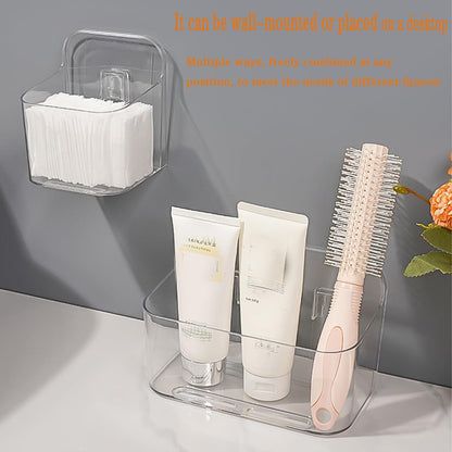 Adhesive Wall Mount Organizer Box,Acrylic Shelves for Wall,No Drilling Hang Walls,with Self Adhesive Tape,Automatic Draining for Bathroom, Kitchen, Living Room - Clear (Small)