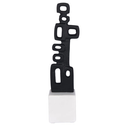 Cruiser’s Caché Abstract Geometric Sculpture, Artisan-Made Cast Aluminum with Black Anthracite Finish, Natural Marble Base, 13"