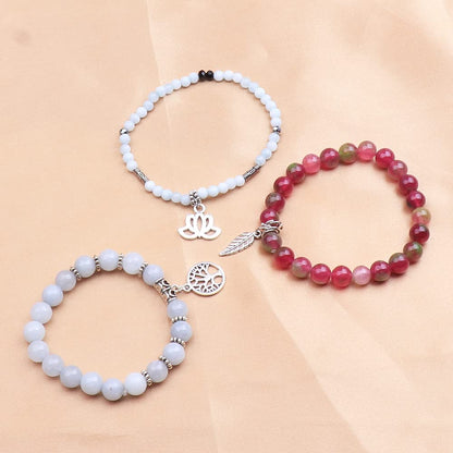 UEUC Tree of Life Yoga Healing Stone Bracelets, Multilayer Lotus Chakra Stone Reiki Bracelet Sets, Anxiety Crystal Natural Stone,for Women Stress Relief(#57)