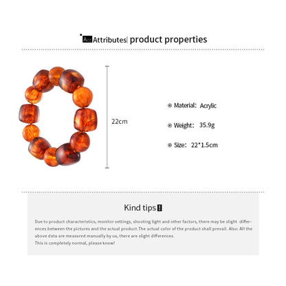 Irregular Resin Chunky Beaded Bracelet for Women Boho Colorful Acrylic Beads Stretch Bracelet Bangle Statement Jewelry Summer Beach Charm Bracelets Fashion Trendy Stone Beads Cuff Bracelets (Brown)