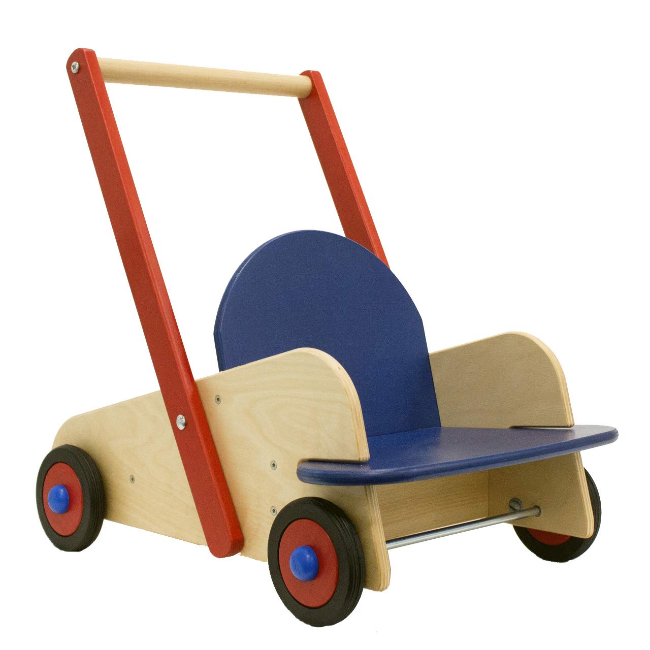 HABA Walker Wagon - Wooden Baby Push Walker, Sit to Stand Walker for Baby Learning to Walk, Push Toys for Toddlers 1-3 with Seat & Storage, 10 Months+