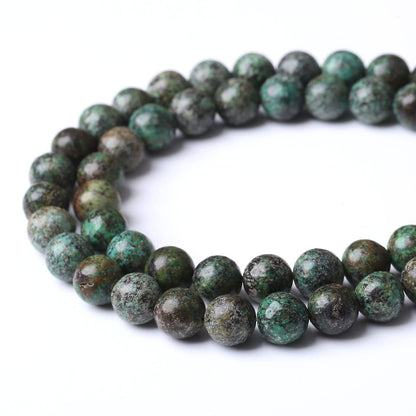 African Turquoises Stone Natural Stone Beads Gems Round Loose Beads Jewelry Making DIY Bracelet Necklace Accessory 1 Strand 60PCS 6MM 15"