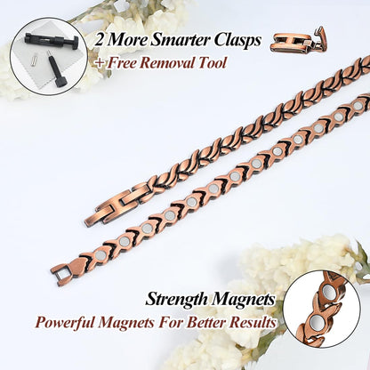 Vicmag Copper Bracelet for Women Magnetic Bracelets 99.9% Pure Copper Jewelry Present with Adjustment Tool