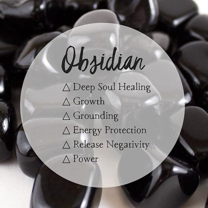 QVVWOPQ Obsidian Stretch Bracelet 8mm Natural Healing Gemstone Chakra Crystal Energy Charm Bracelet for Womens (Obsidian)