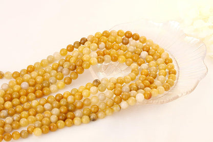 QINJIEJIE 100PCS Yellow Aventurine Stone Beads 8mm Natural Beads Round Loose Gemstone Bead for Bracelet Beading Crystal Jewelry Making DIY Necklace Earrings 0.32"