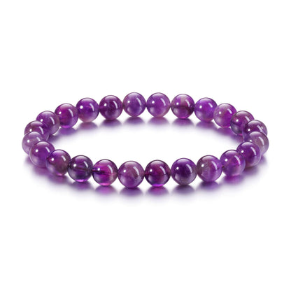 Jovivi Amethyst Crystal Bracelets for Women Men - 8mm Handmade Natural Semi Precious Gemstone Beaded Bracelets, Round Stone Beads Stretch Bracelet, Healing Yoga Bracelets Jewelry Gifts