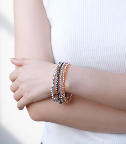 Noessla Beaded Boho Stretch Bracelet Colorful Stackable Crystal Beads Bracelets Trendy Costume Jewelry Mothers Day Gifts for Women(Champagne)