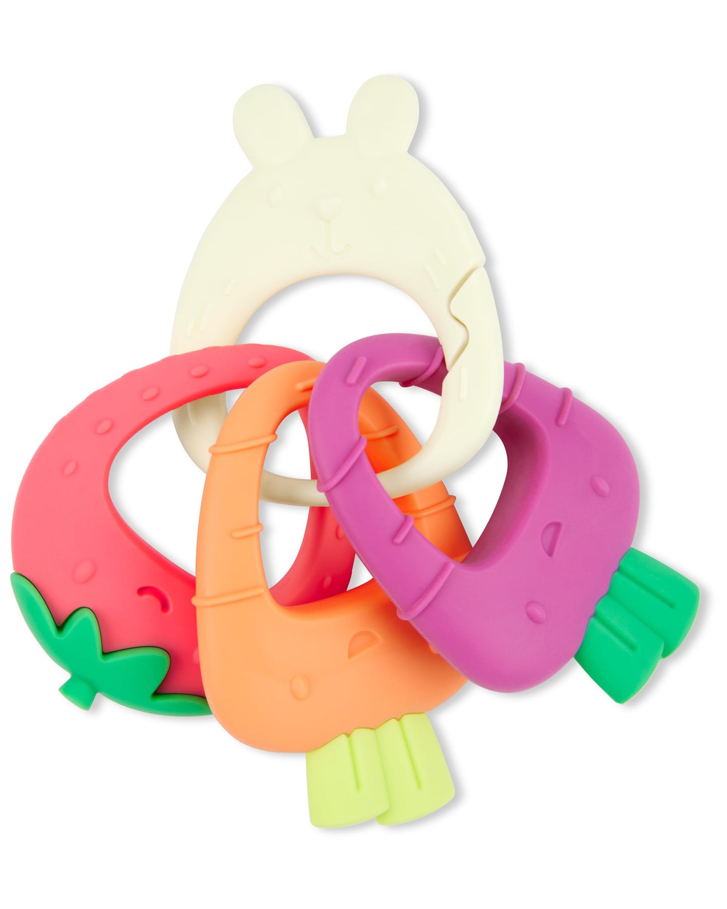 Skip Hop Soft Silicone Baby Teething Ring Toys Farmstand Teethe & Play Toy Set of 4, BPA-Free, Age 3m+