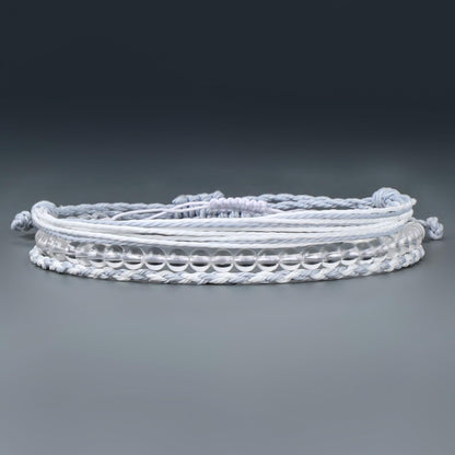 QOGIR Handmade Healing Bracelet,4mm Natural Clear Quartz Crystal Gem Stone Beads Bracelet for Men Women Gifts with 2PCS Size Adjustable Rope Bracelets