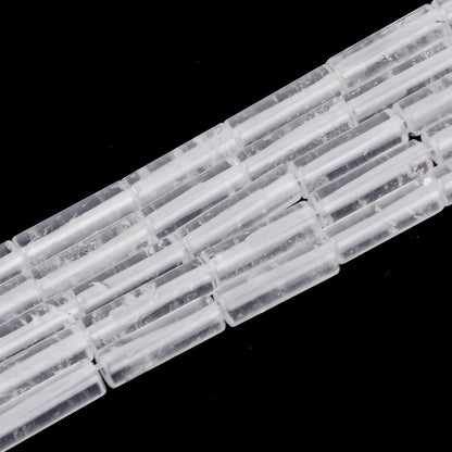 HAAMIIQII Natural White Clear Quartz Tube Beads 13x4mm Column Crystal Cylinder Gemstone Loose Beads for Jewelry Making Strand 15 Inch (28-29pcs)