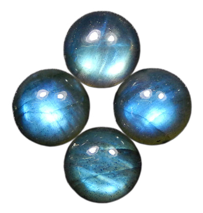 Myhealingworld 11 MM Round Blue Fire AAA Quality Natural Labradorite Calibrated Cabochon Loose Gemstone For Jewelry Making Loose Gemstone 4 pcs Box