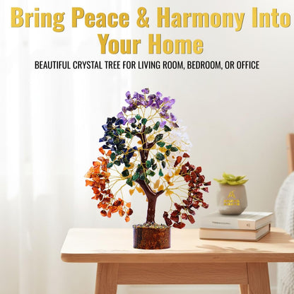ANAYA AGATE 7 Chakra Tree of Life Crystal Healing Money Tree for Home Living Decor, Office Desk Decor, Handmade Feng Shui Bonsai for Energy, Wealth & Good Luck, Birthday Gifts for Men, Women, Mom