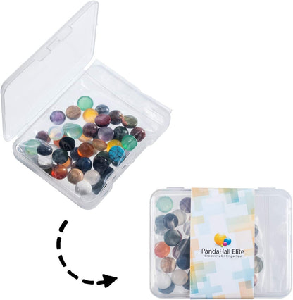 PH PandaHall 46pcs 23 Styles Stone Cabochons 8mm Gemstone Half Round Flatback Gemstones Beads Quartz Chakra Stone Crystal for Earring Necklace Bracelet Jewelry Making