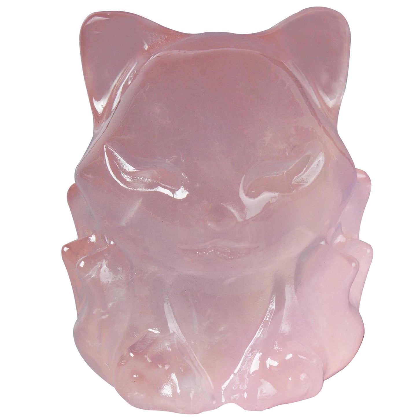 QLRSUXN Rose Quartz Nine Tailed Fox Decor,2 Inch Healing Crystals Fox Statue,Lucky Guardian Pocket Fox Figurines as Women’s Gifts,Fox Figurine for Office Home Decor and Ornament.