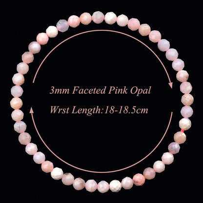 MASSIVE BEADS Natural Genuine Gemstone Beads Healing Crystal Chakra Reiki Jewelry Faceted Round Beads Bracelets (Pink Opal, 3mm)