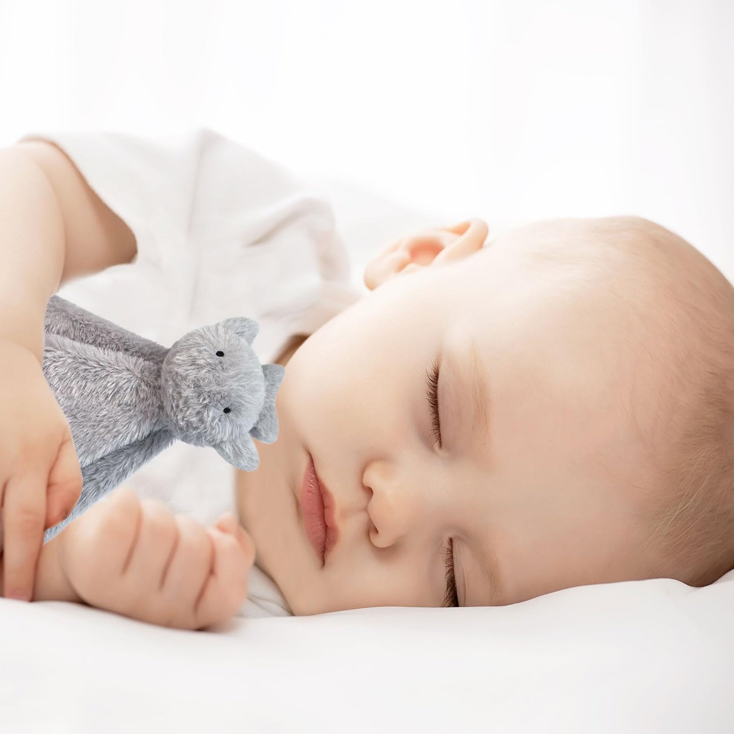 Doindute Baby Gray Whale Soft Stuffed Animal Security Blanket, Plush Whale Character Lovey Blanket, Baby Shower/Nursery Gift, Newborn Infant Toddler Snuggle Blankie for Girls Boys, 14 Inches