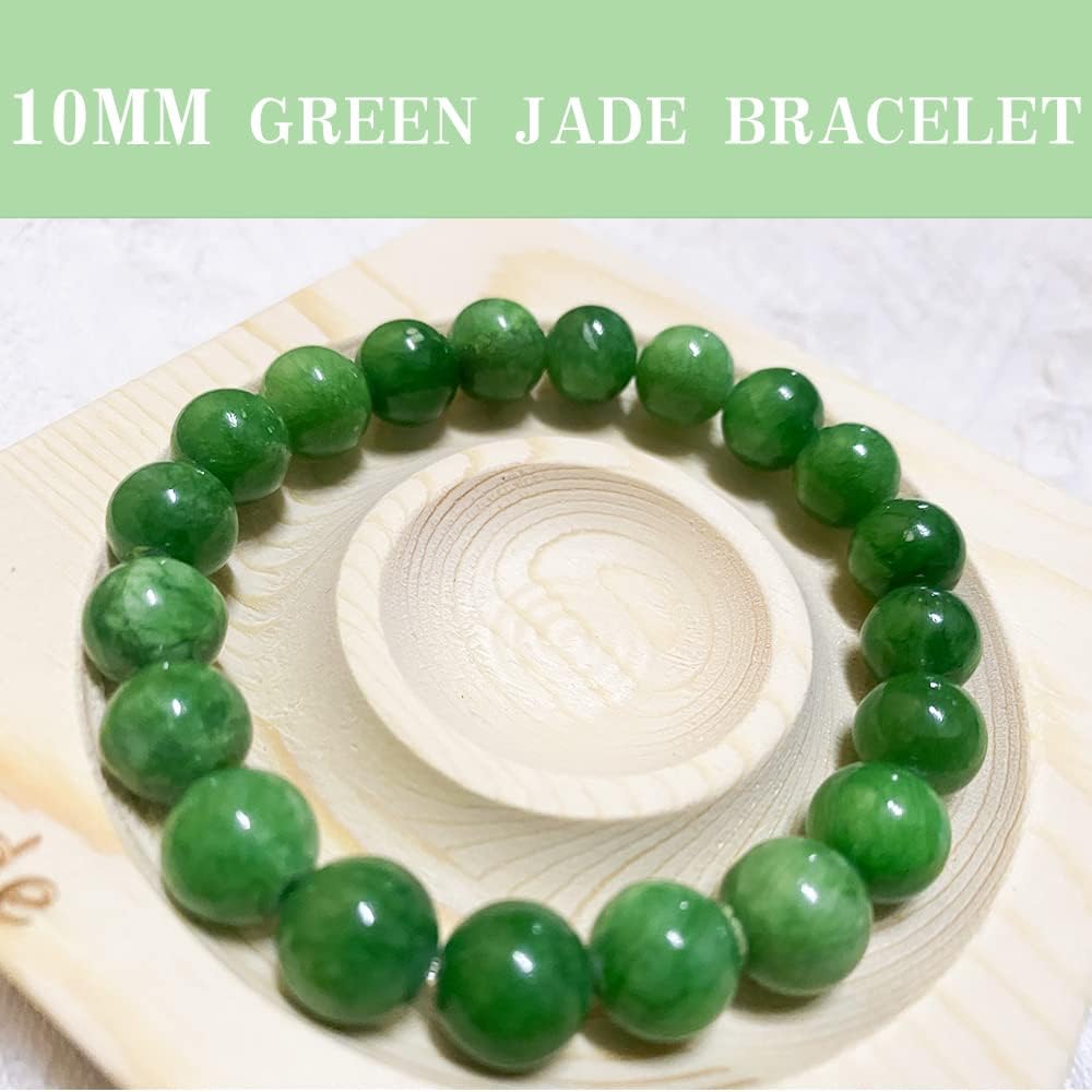 Green Jade Bracelets for Couples | 8mm & 10mm Beads Natural Chakra Crystal Jewelry for Meditation | Love and, Come with Box & Beading Tool