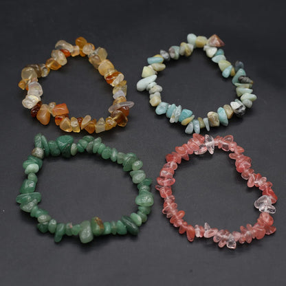 LE SKY 20 Pcs Natural Chakra Crystal Healing Chip Stretch Bracelets Irregular Spiritual Stone Bracelet for Women Men Reiki Yoga Anxiety Yoga Meditation