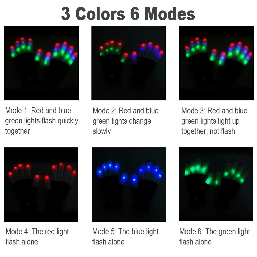 Luwint Kids LED Gloves Finger Light up Gloves - Flashing Autistic Cool Toys for Boys Girls, Children 3-7 Years