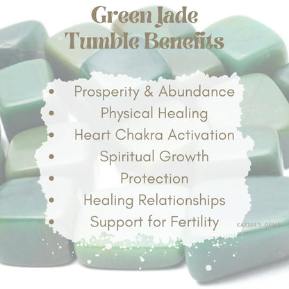 Karma Gems Green Jade Tumbled Stones Natural Crystal Kit for Reiki Healing Crystal Polished, Tumble Stones, Chakra Balancing, Reiki Gift, Home Decor (15-25 MM)