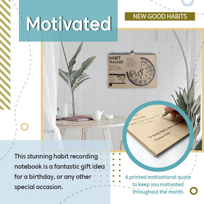 Habit Tracker Journal 2021 Goal Planner - Track Progress and Reach Goals with Spiral Binding, Weekly Monthly Kraft Large Calendar & Notepad - 12+1 Month Undated, 8.5 x 11.8 inch